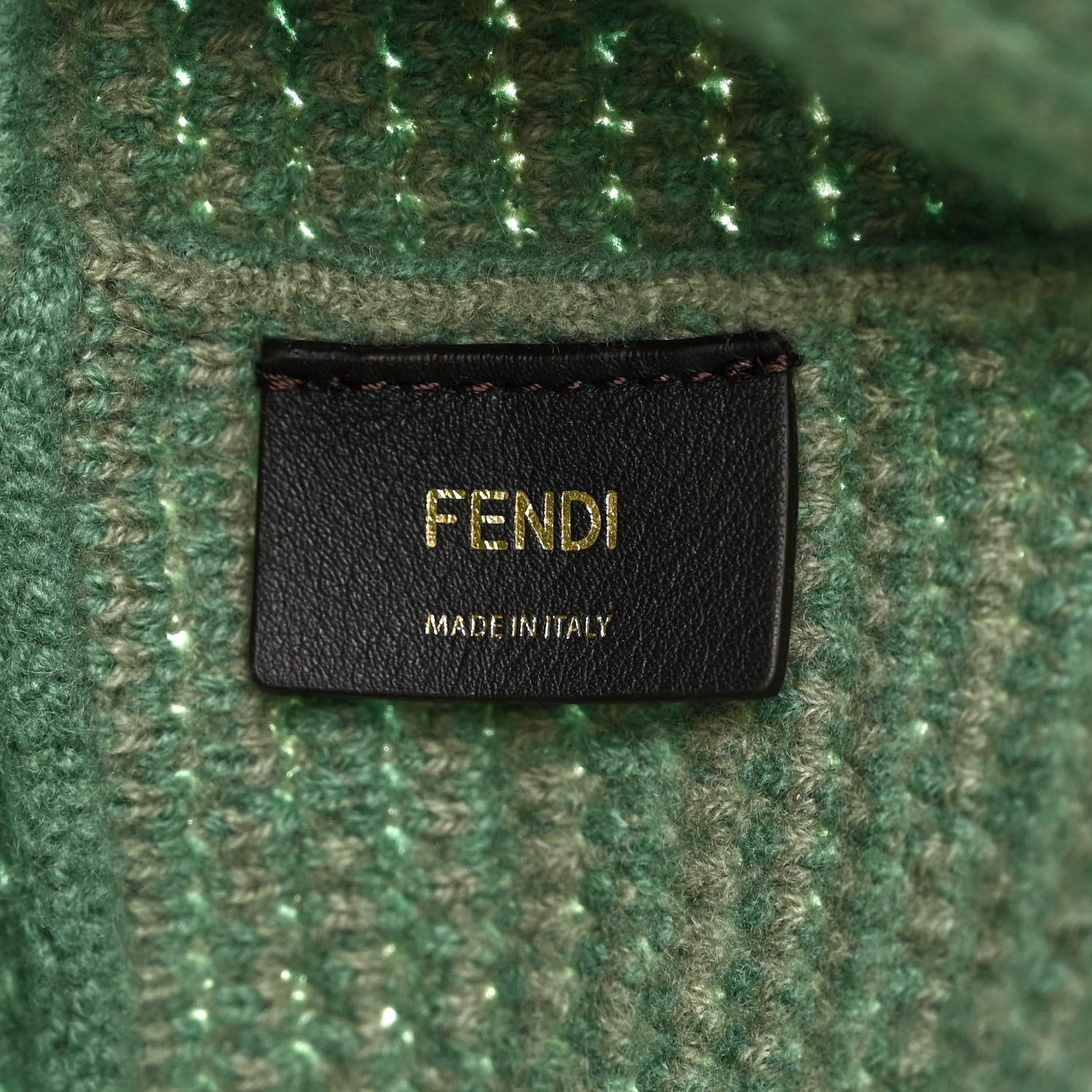 Fendi Cashmere Knit FF Large Shopper Tote Verde Islanda 6 of 10