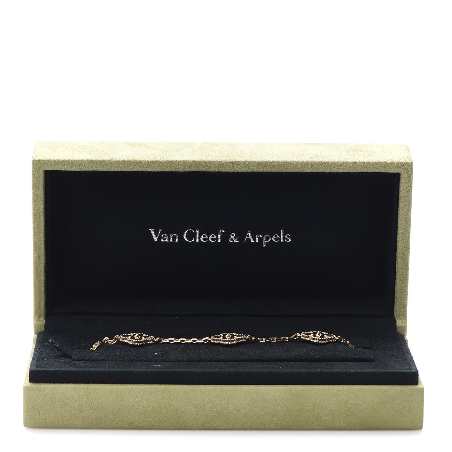 18K Yellow Gold 5 Motifs Guilloche Vintage Alhambra Bracelet