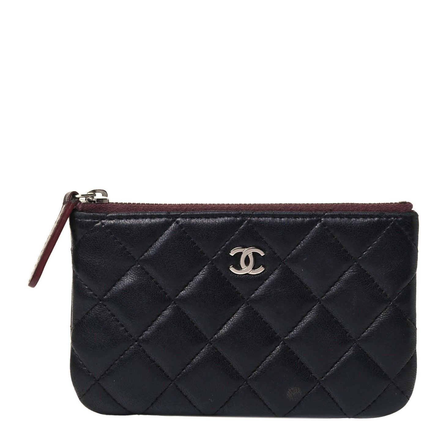 Lambskin Quilted Small Cosmetic Case Black