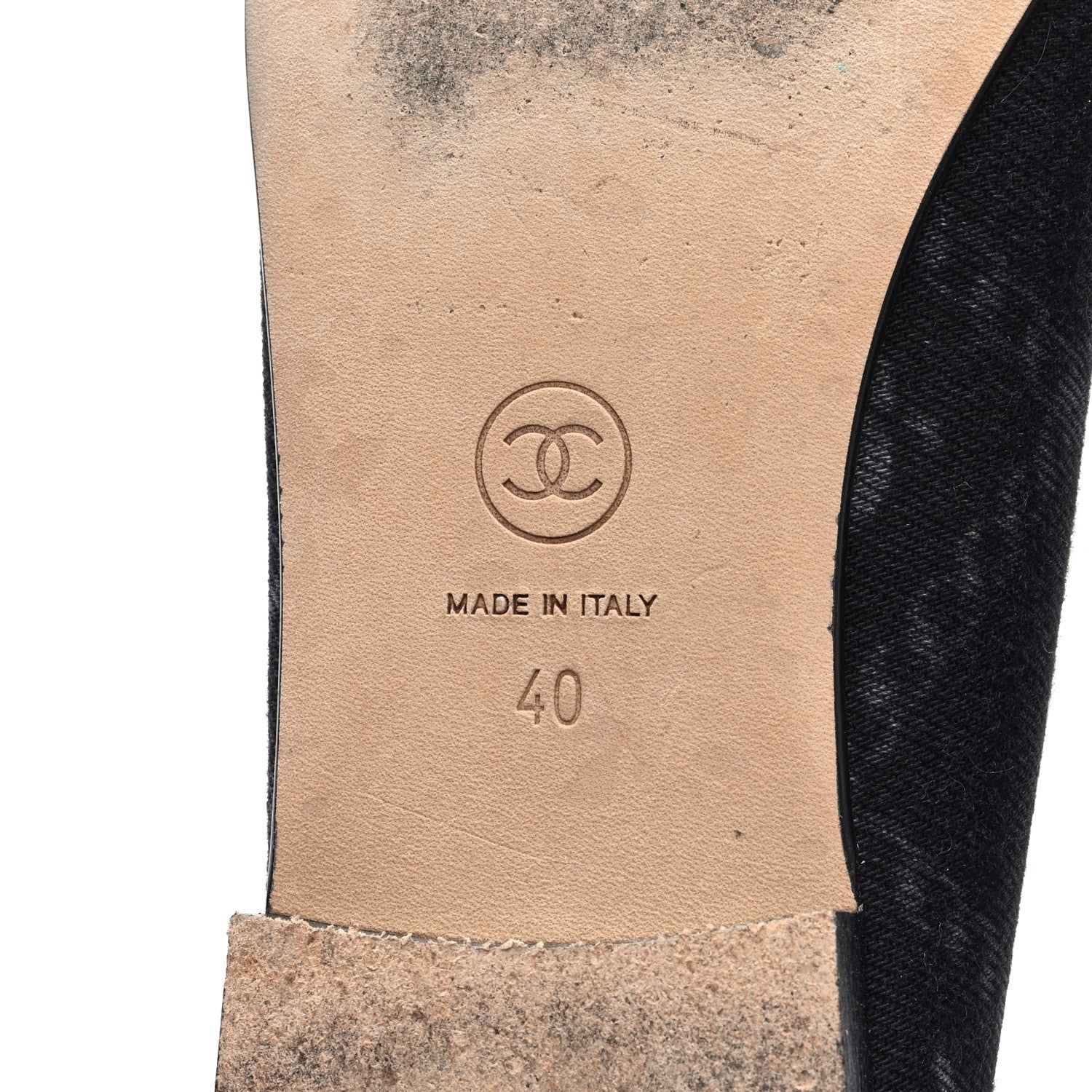 Chanel Denim Printed Cap Toe Ballerina Flats 40 Black White 7 of 8