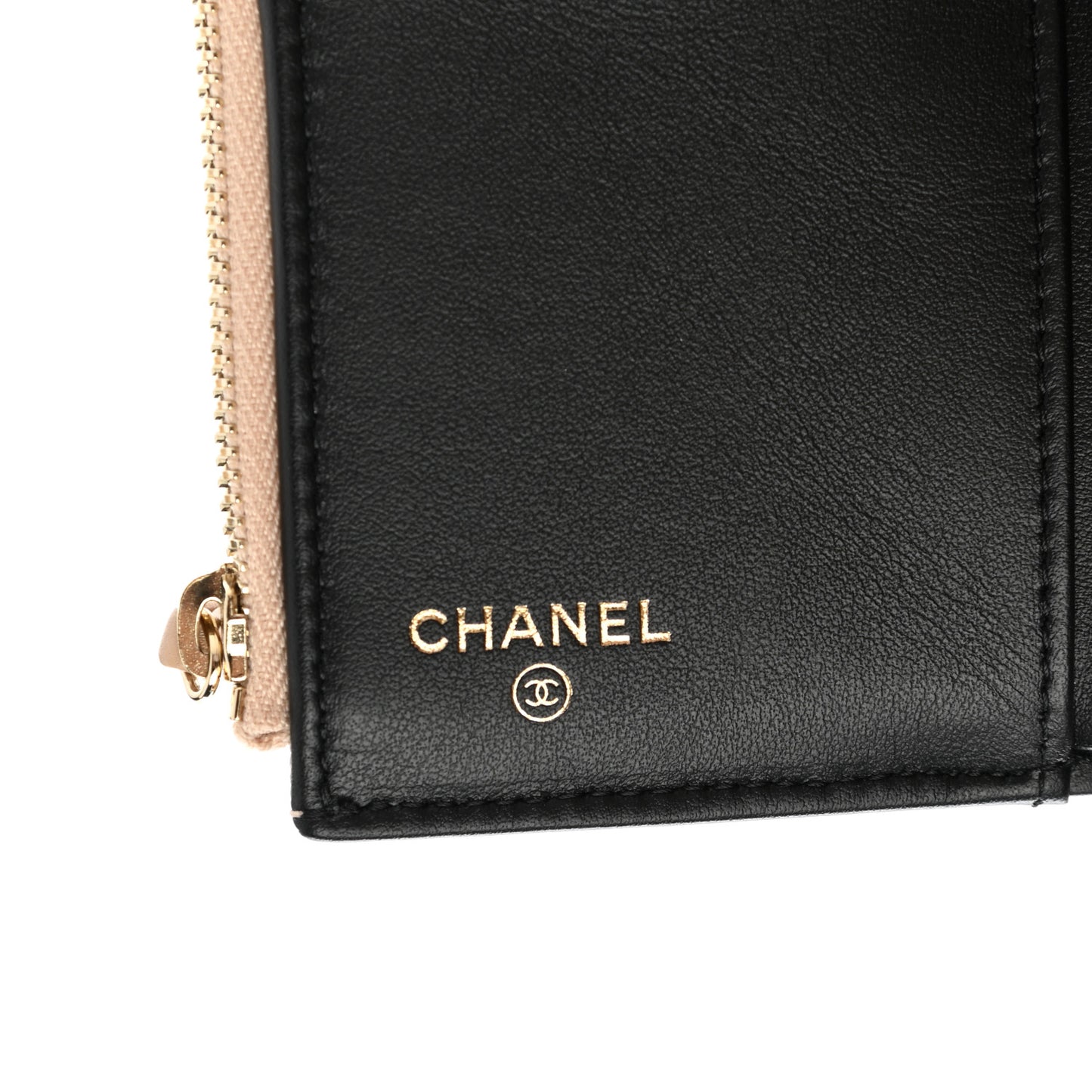 Caviar Quilted Filigree Flap Wallet Beige Black