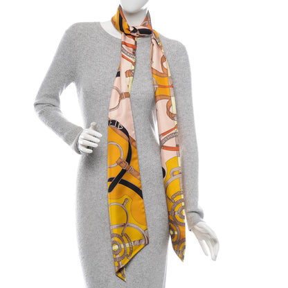 Hermes Silk Eperon D'Or Remix Maxi Twilly Beige Brown Gold 2 of 6