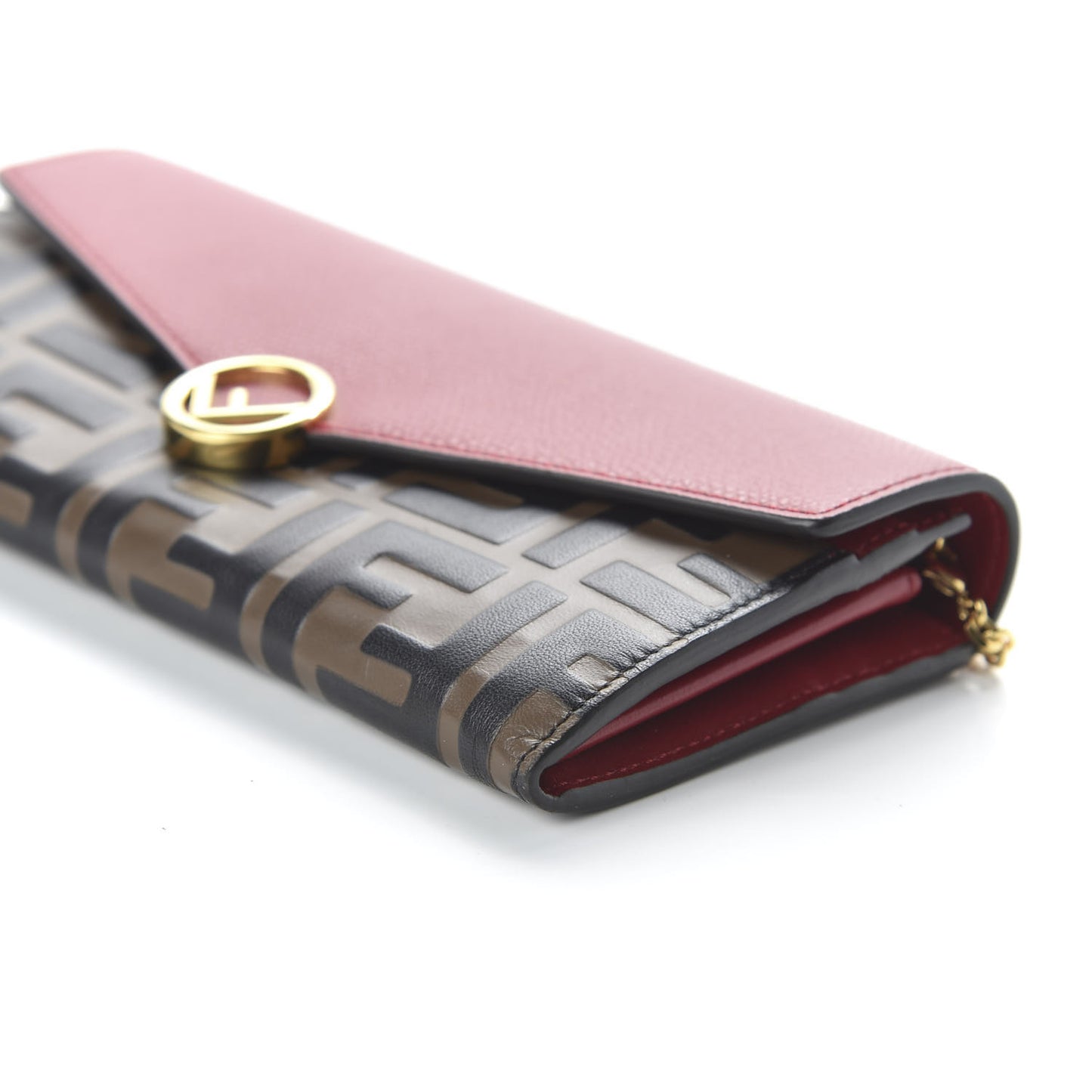 Vitello Cruise F is Fendi Bi-Color FF 1974 Embossed Continental Envelope Wallet On Chain Maya Black Fragola