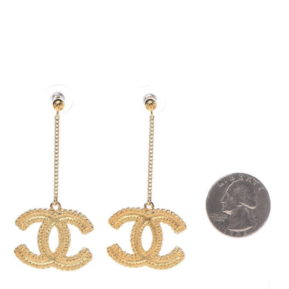 Chanel CC Drop Earrings Matte Gold 2 of 5