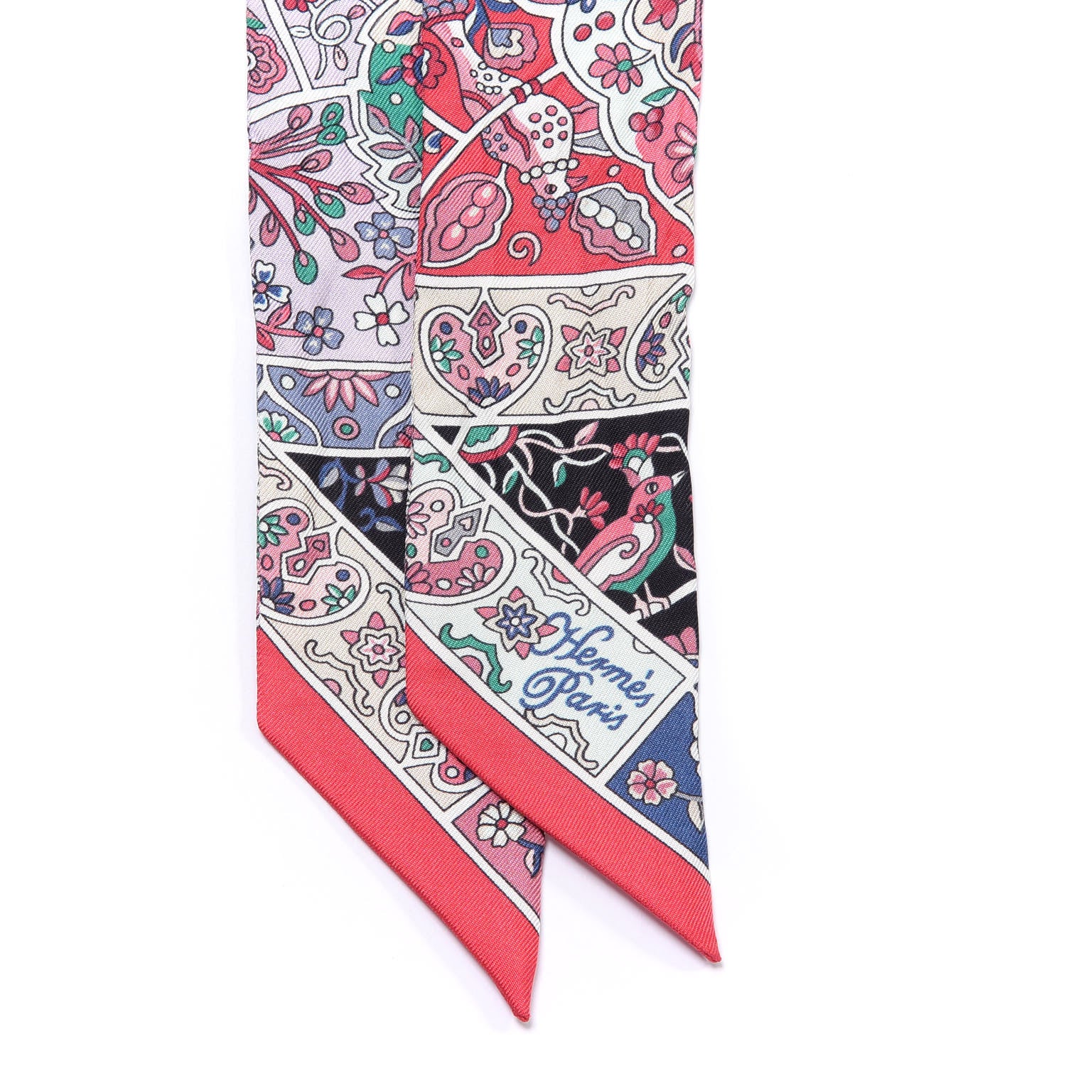 Hermes Silk Au Pays Des Oiseaux Fleurs Twilly 2 of 4