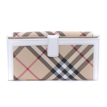 Burberry Leather Trim Nova Check Wallet White 3 of 9