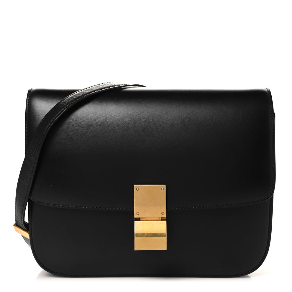 Celine Box Calfskin Medium Classic Box Flap Bag Black 1811484 ...