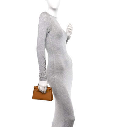 Hermes Chevre Mysore Verso Mini Kelly Sellier 20 Caramel Cacao 2 of 10