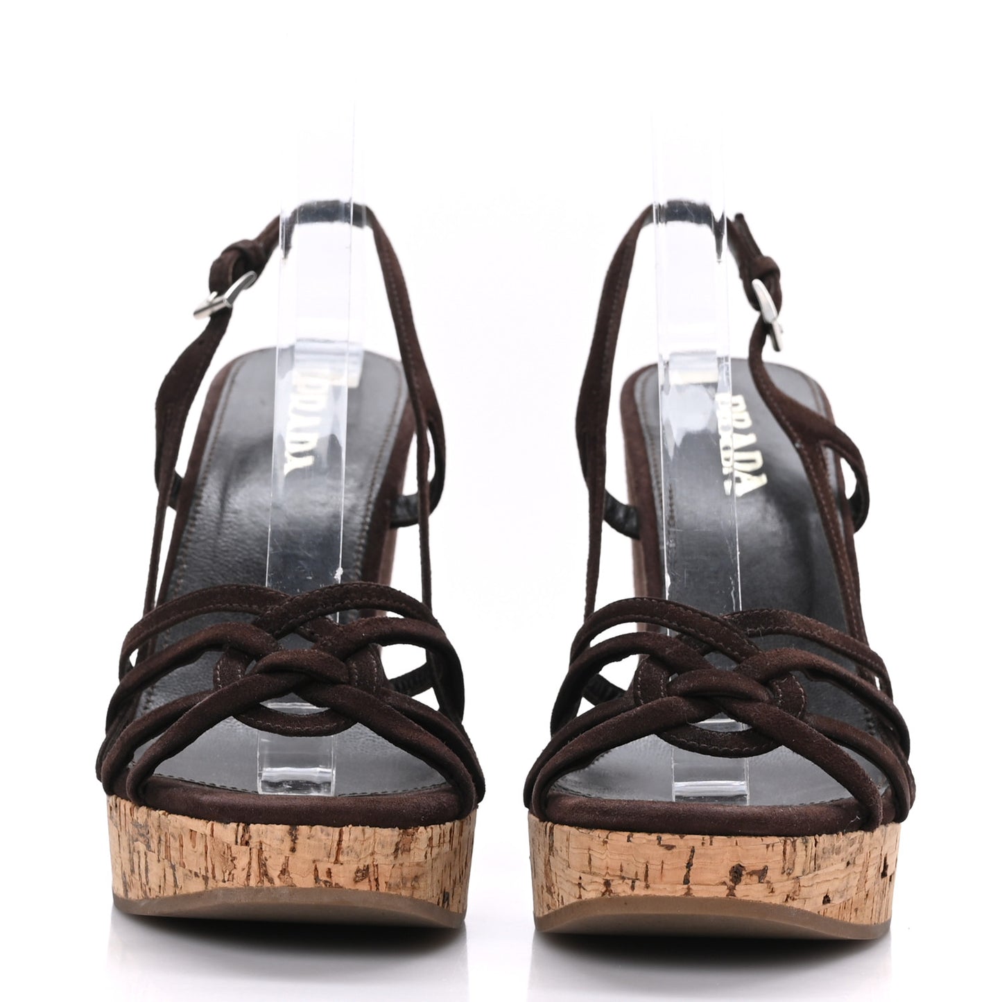 Suede Cork Wedge Sandals 36.5 Brown