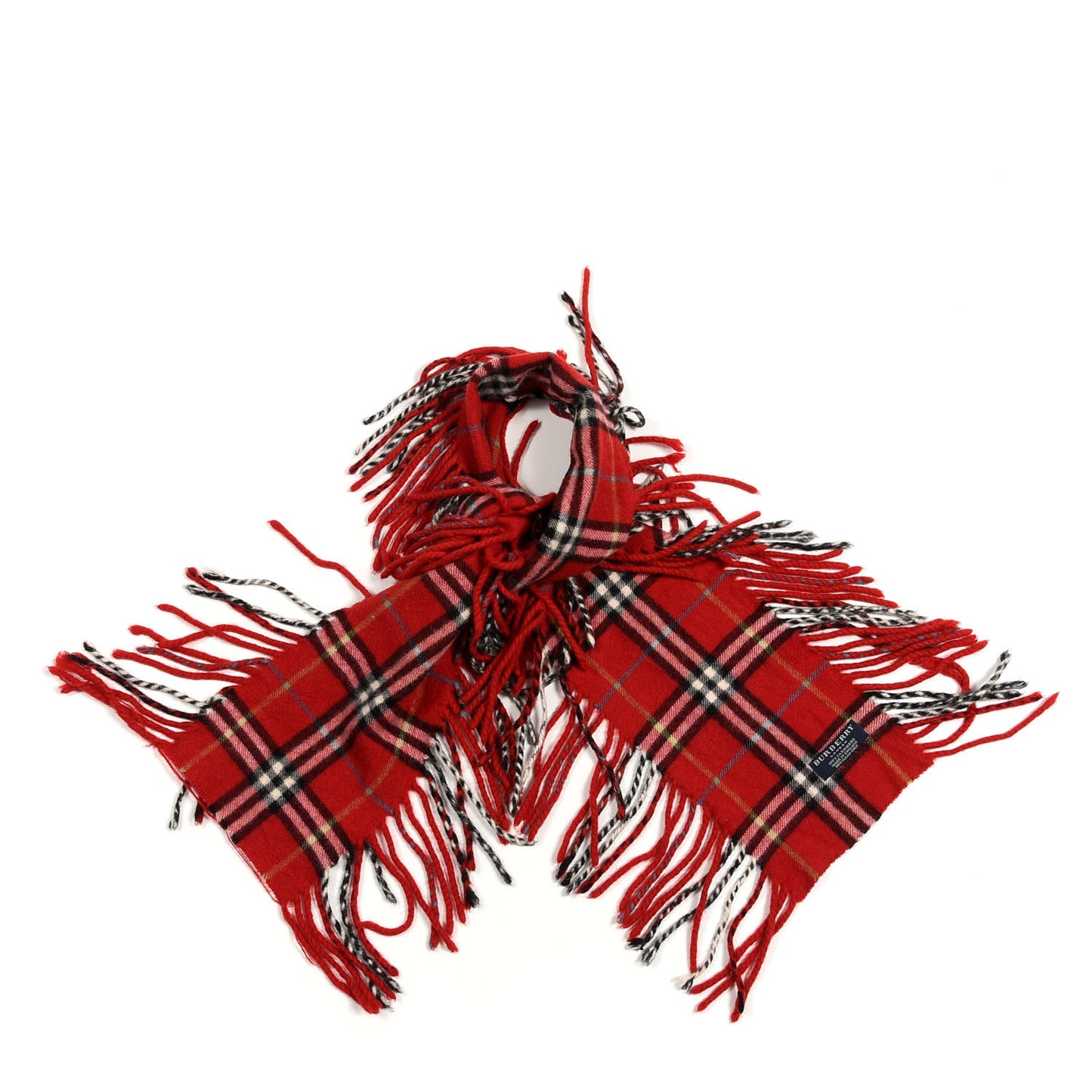 Cashmere Check Happy Fringe Scarf Red