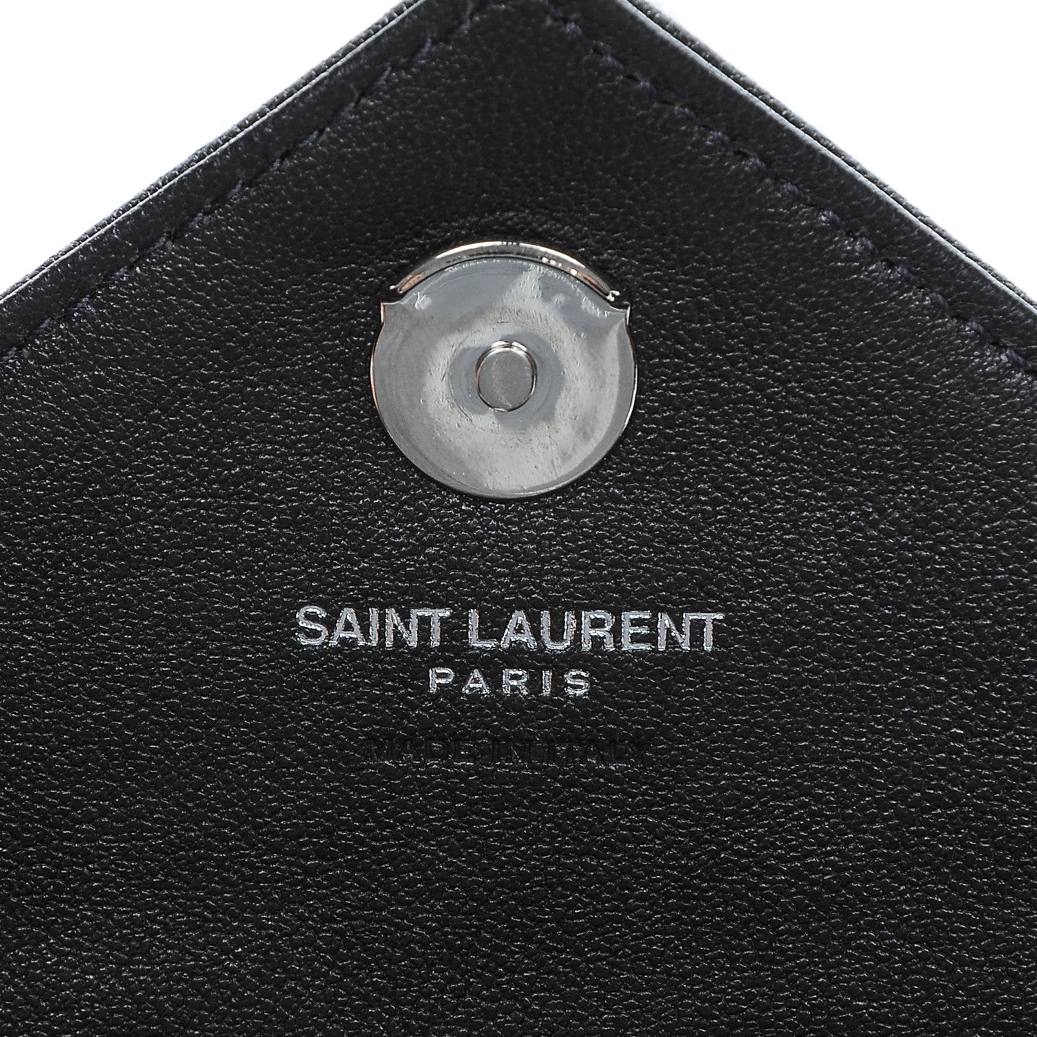 Saint Laurent Sheepskin Matelasse Chevron Monogram College Chain Wallet Coal 5 of 6