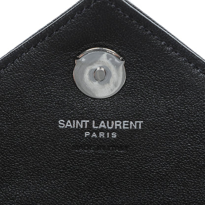 Saint Laurent Sheepskin Matelasse Chevron Monogram College Chain Wallet Coal 5 of 6