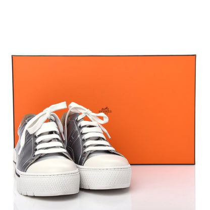 Hermes Metallic Epsom Womens Voltage Sneakers 35 Gris Argente Vieilli Black 11 of 11