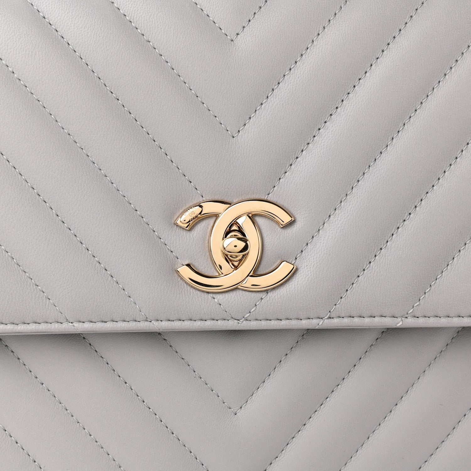 Chanel Lambskin Chevron Quilted Large Trendy CC Dual Handle Flap Bag Grey 8 of 10