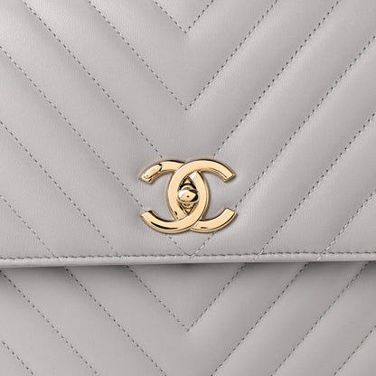 Chanel Lambskin Chevron Quilted Large Trendy CC Dual Handle Flap Bag Grey 8 of 10