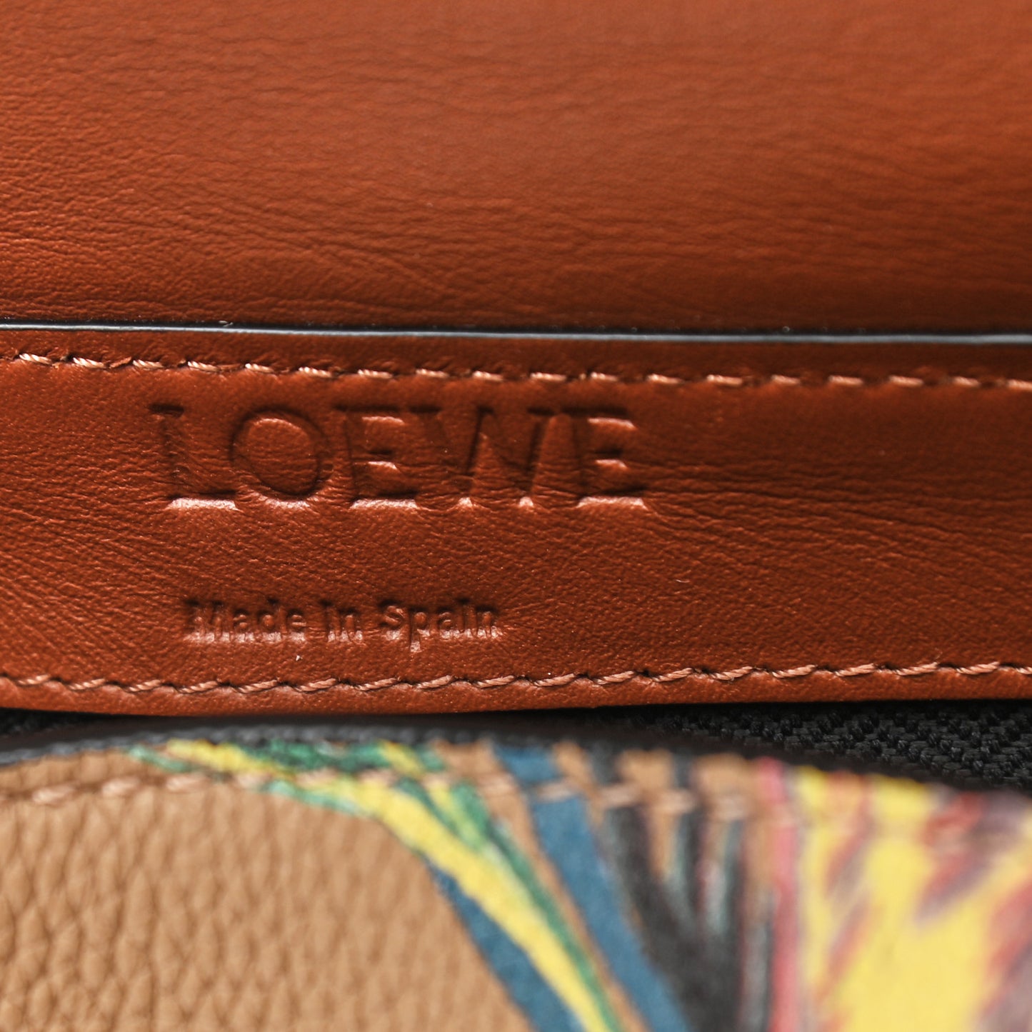 Grained Calfskin Printed Desert Lion Messenger Bag Tan