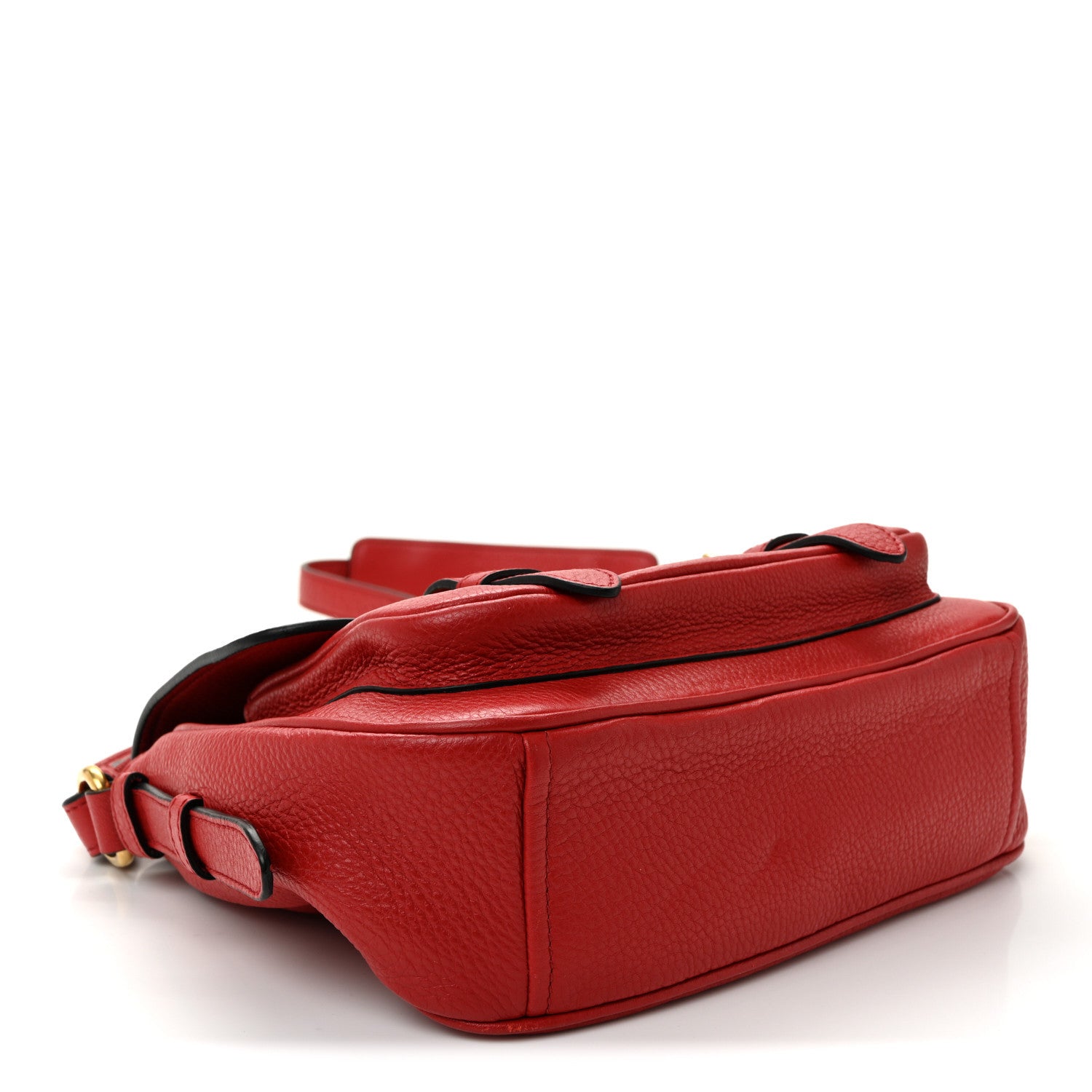 Prada Vitello Daino Double Buckle Messenger Bag Rosso 4 of 10