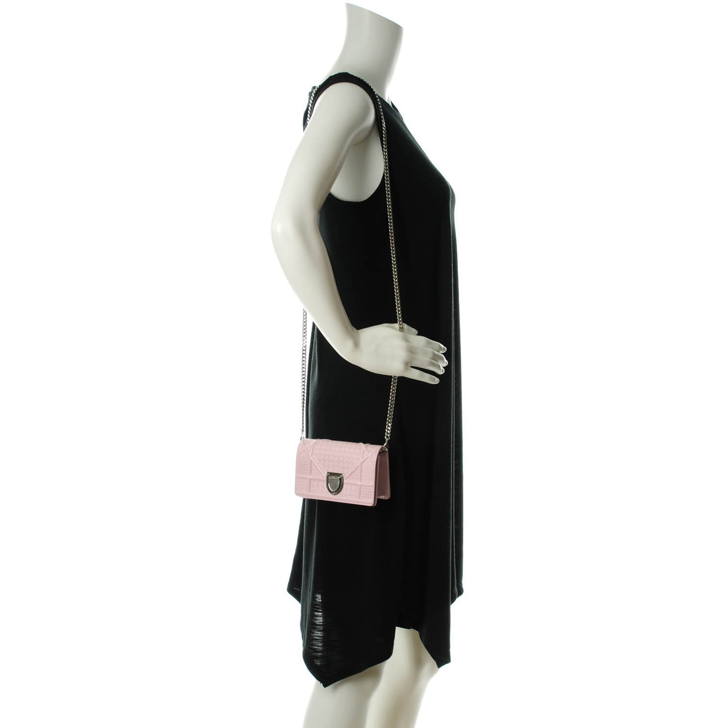 Patent Micro-Cannage Baby Diorama Flap Bag Pale Pink