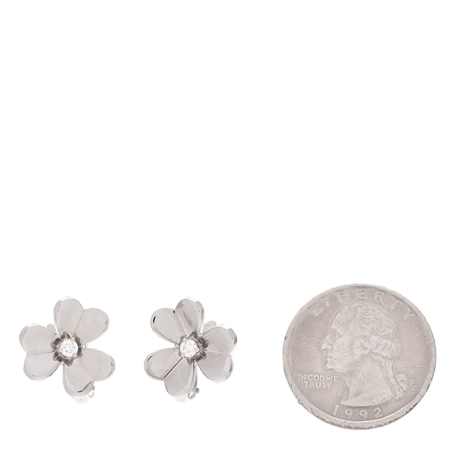 Van Cleef & Arpels 18K White Gold Diamond Small Frivole Earrings 2 of 6