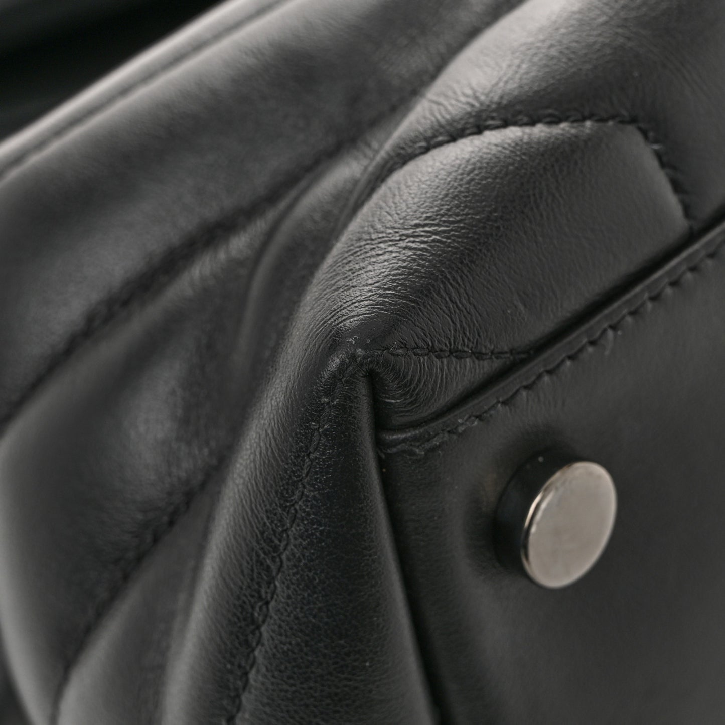 Calfskin Y Quilted Monogram Monochrome Large Loulou Chain Satchel Black