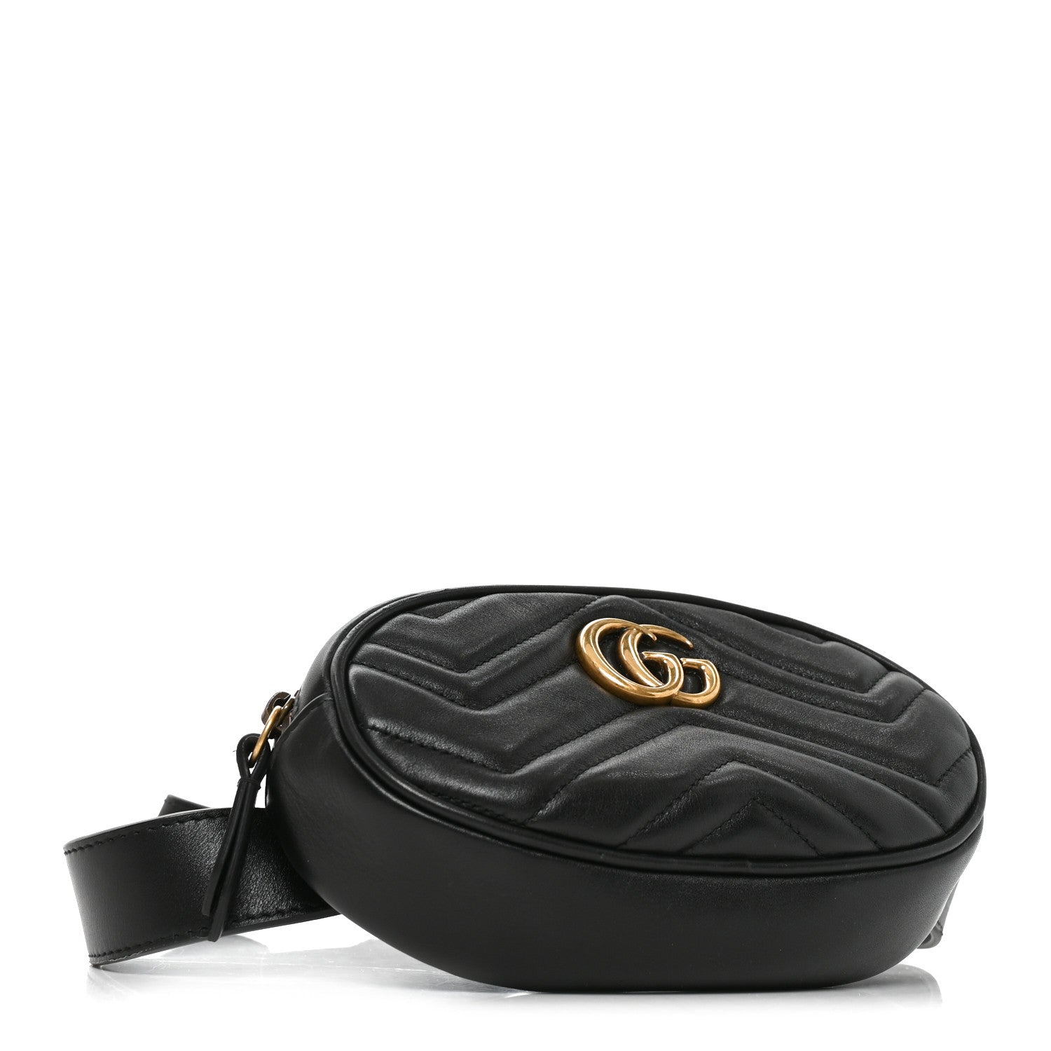 Gucci Calfskin Matelasse GG Marmont Belt Bag 95 38 Black 3 of 9