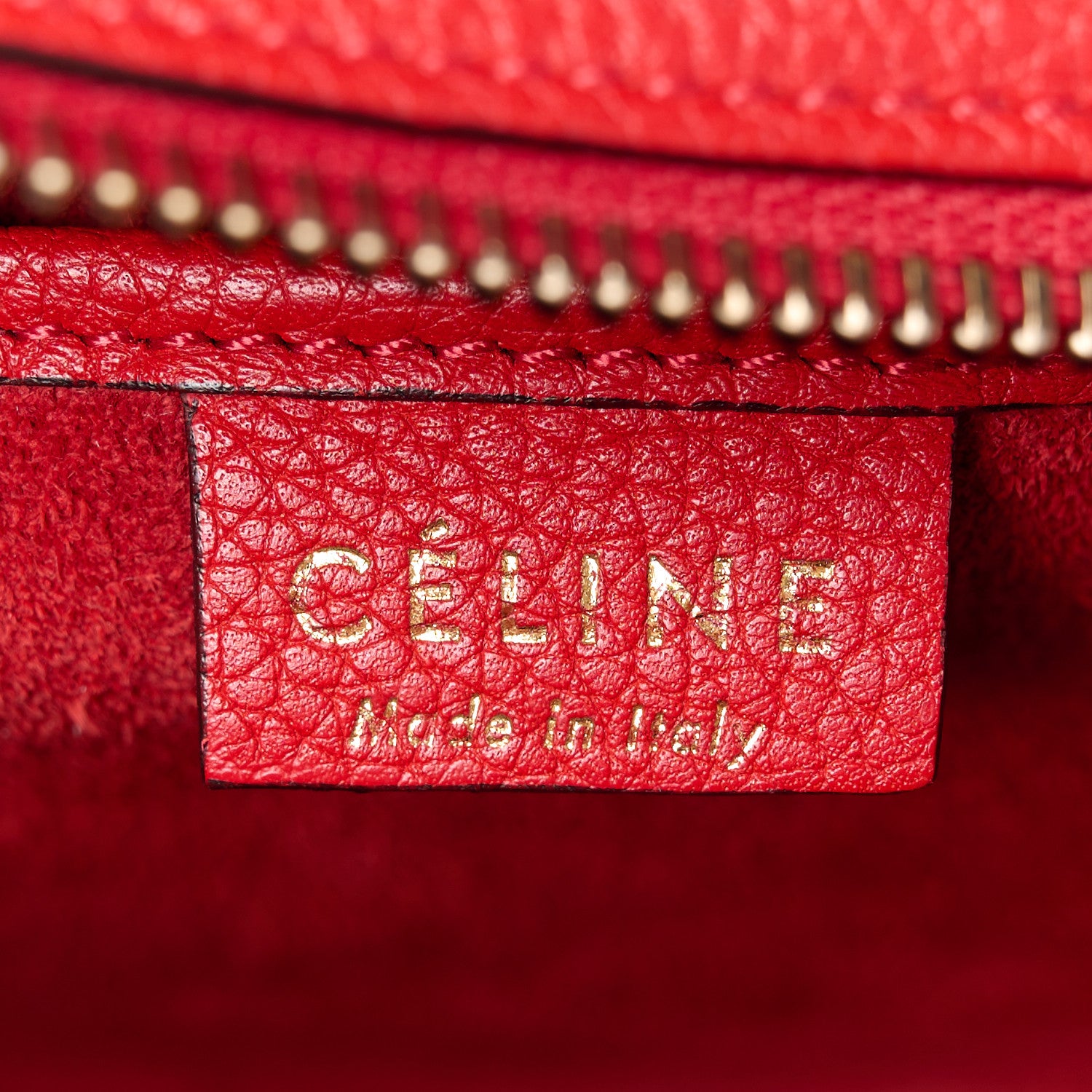 Celine Drummed Calfskin Nano Luggage Red 6 of 10