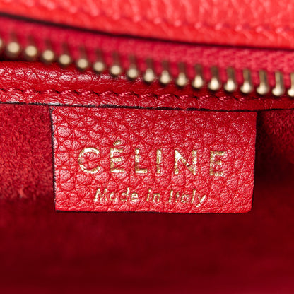 Celine Drummed Calfskin Nano Luggage Red 6 of 10