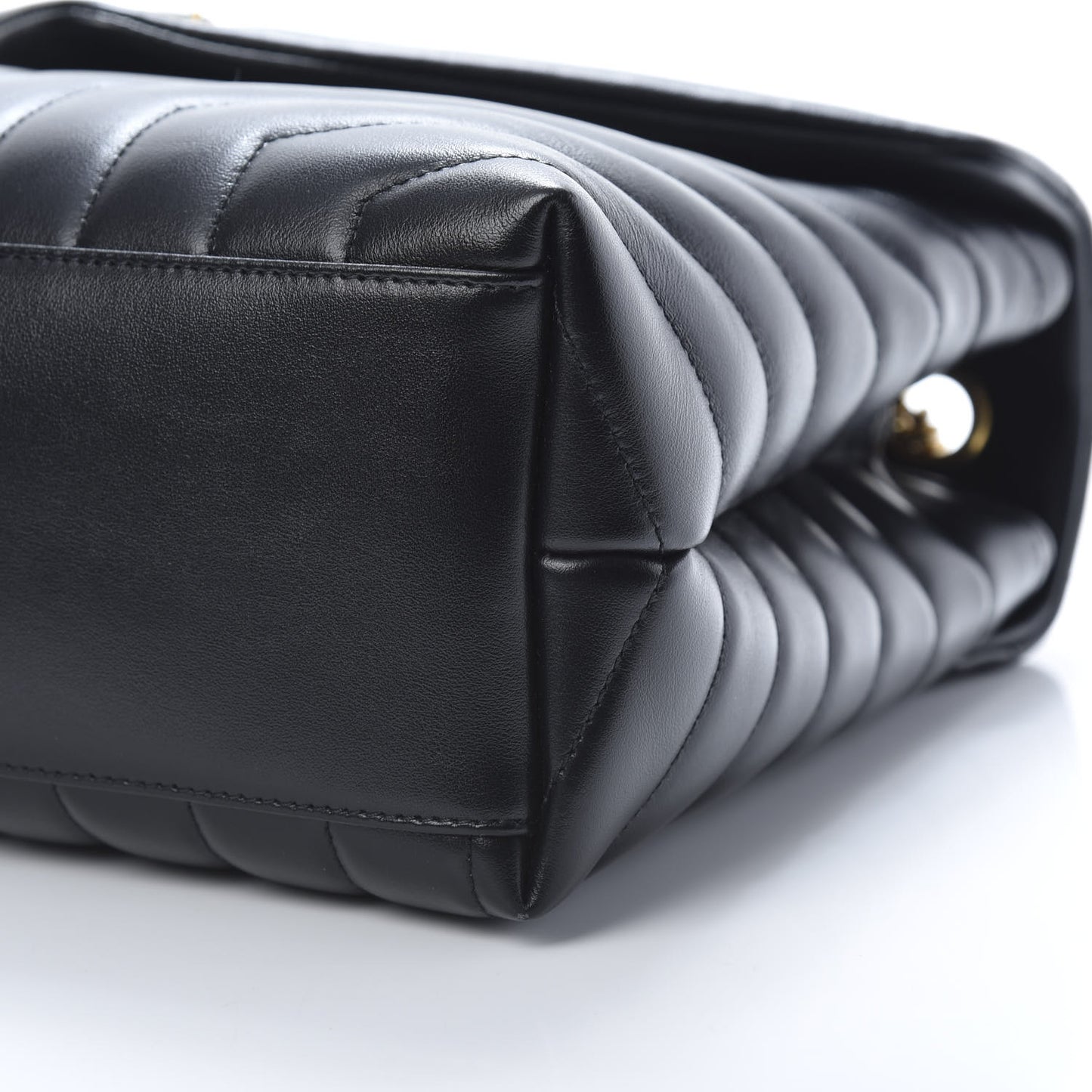 Calfskin Y Quilted Monogram Medium Loulou Chain Satchel Black