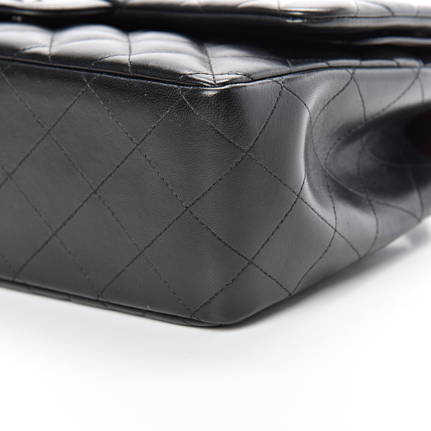 Lambskin Quilted Jumbo Double Flap Black