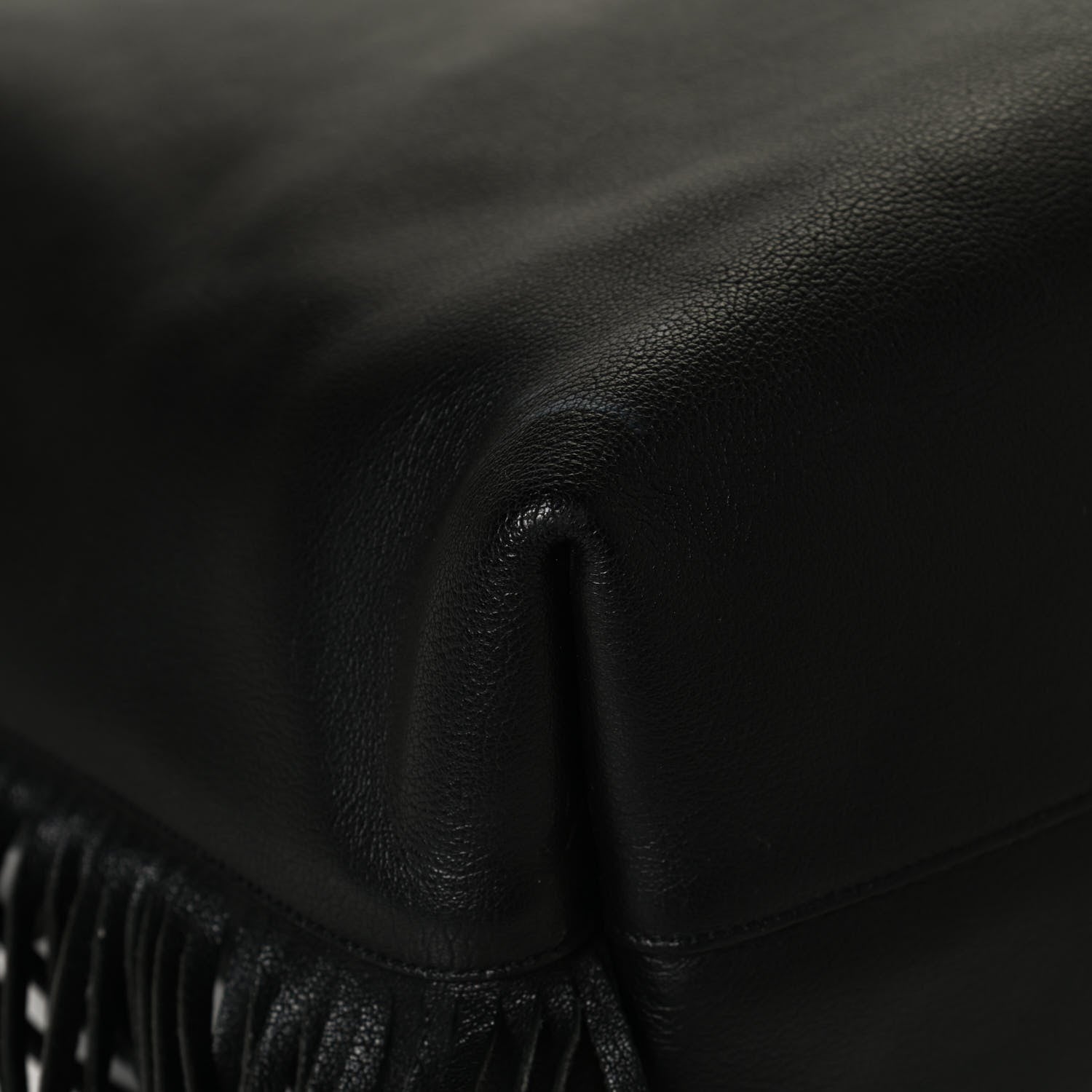 Saint Laurent Calfskin Large Fringe Shopping Tote Black 11 of 15