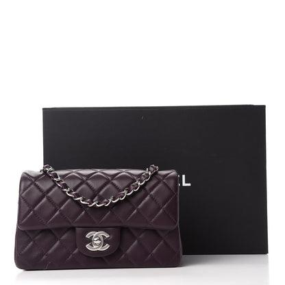 Chanel Lambskin Quilted Mini Rectangular Flap Dark Purple 11 of 11