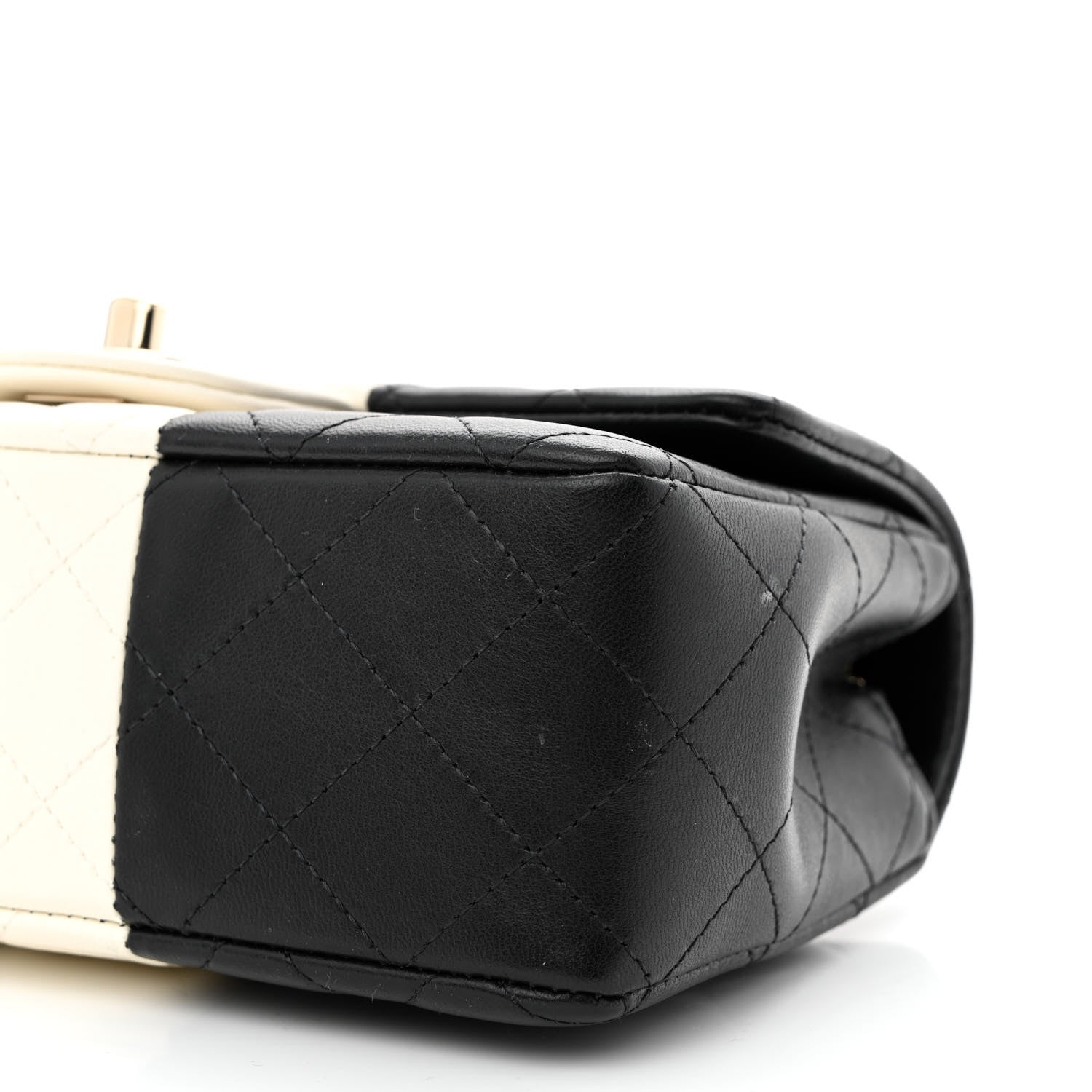 Chanel Lambskin Quilted Mini Rectangular Flap Black White 10 of 13