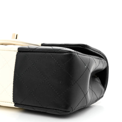 Chanel Lambskin Quilted Mini Rectangular Flap Black White 10 of 13