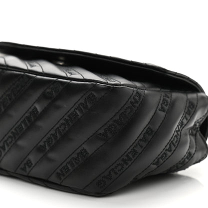 Balenciaga Calfskin Logo Matelasse S BB Round Shoulder Bag Black 10 of 11