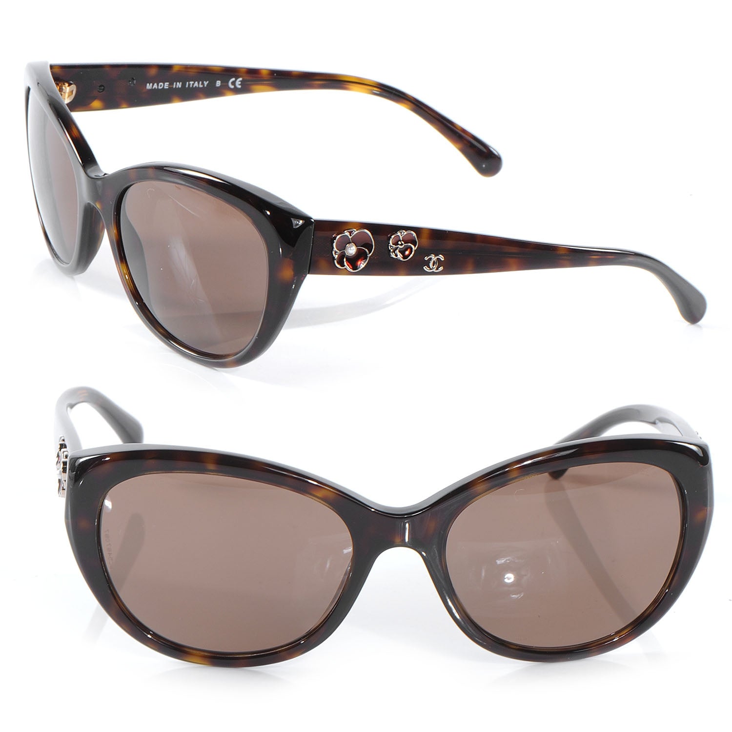 Chanel Tortoise Shell Camellia Sunglasses 5187-H 1 of 6