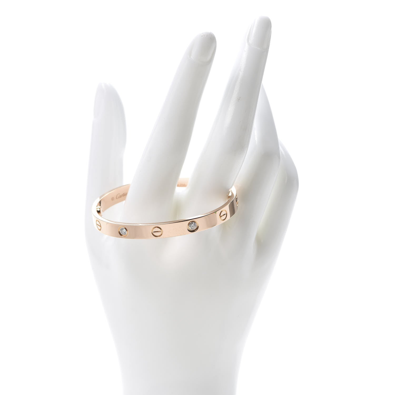 Cartier 18K Pink Gold 4 Diamond LOVE Bracelet 16 2 of 6