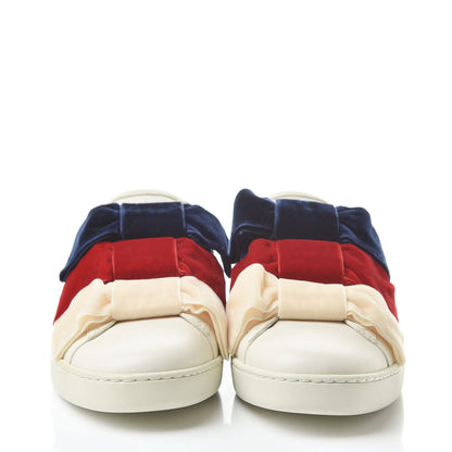 Gucci Calfskin Womens Velvet Bow Ace Sneakers 37.5 White 2 of 11