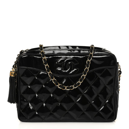 Chanel Patent Quilted Tassel Camera Case Black 1 of 8