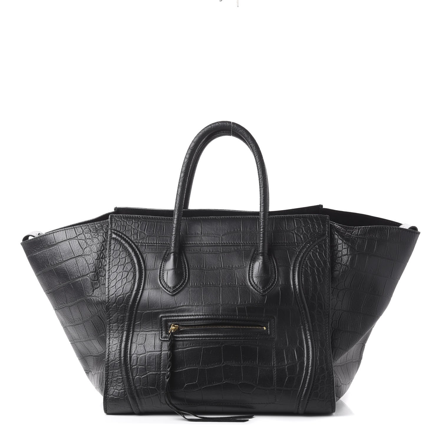 Celine Crocodile Embossed Calfskin Large Phantom Luggage Black 1 of 11