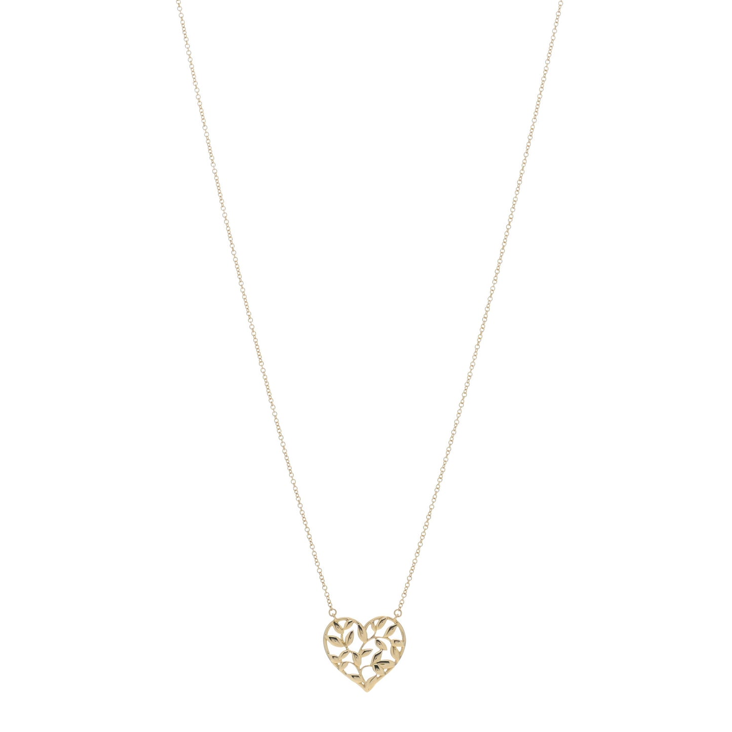 18K Yellow Gold Paloma Picasso Olive Leaf Heart Pendant Necklace