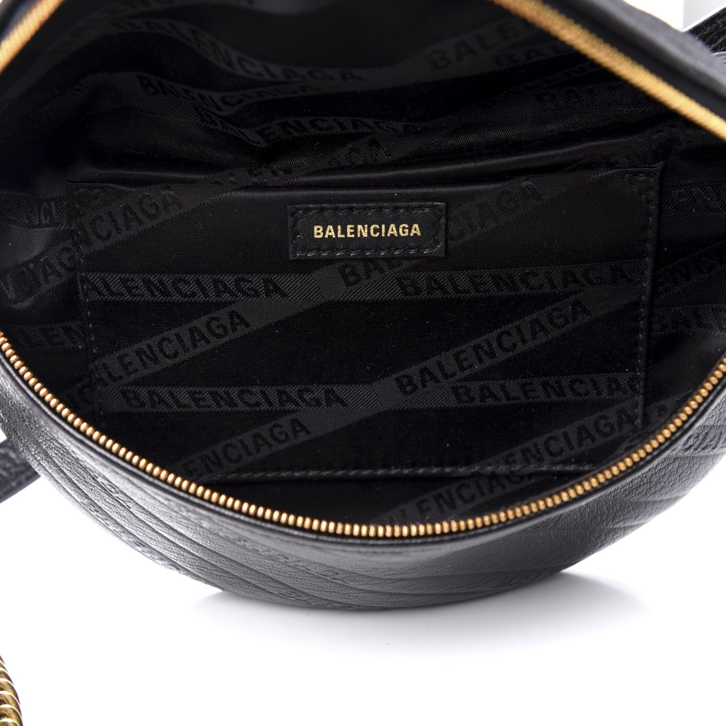 Shiny Goatskin Allover Logo Embossed XXS Souvenir Belt Bag Black