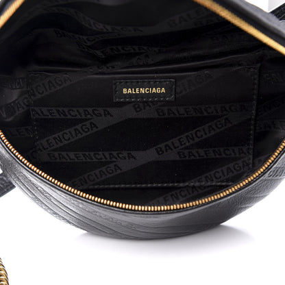 Balenciaga Shiny Goatskin Allover Logo Embossed XXS Souvenir Belt Bag Black 5 of 9