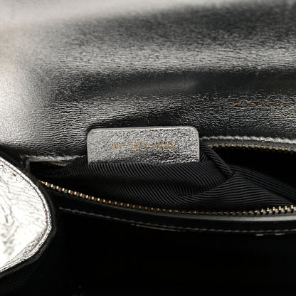 Christian Dior Metallic Ceramic Effect Deerskin Medium Diorama Flap Bag Silver 8 of 13