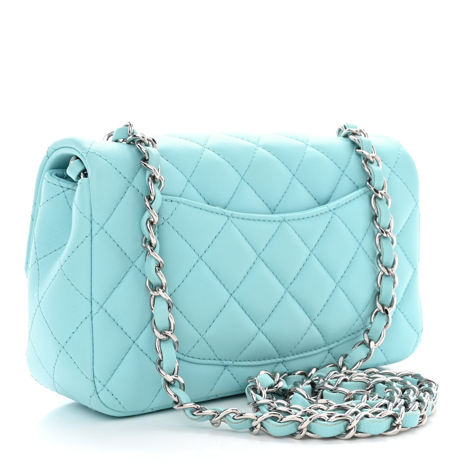 Chanel Lambskin Quilted Mini Rectangular Flap Light Blue 3 of 11