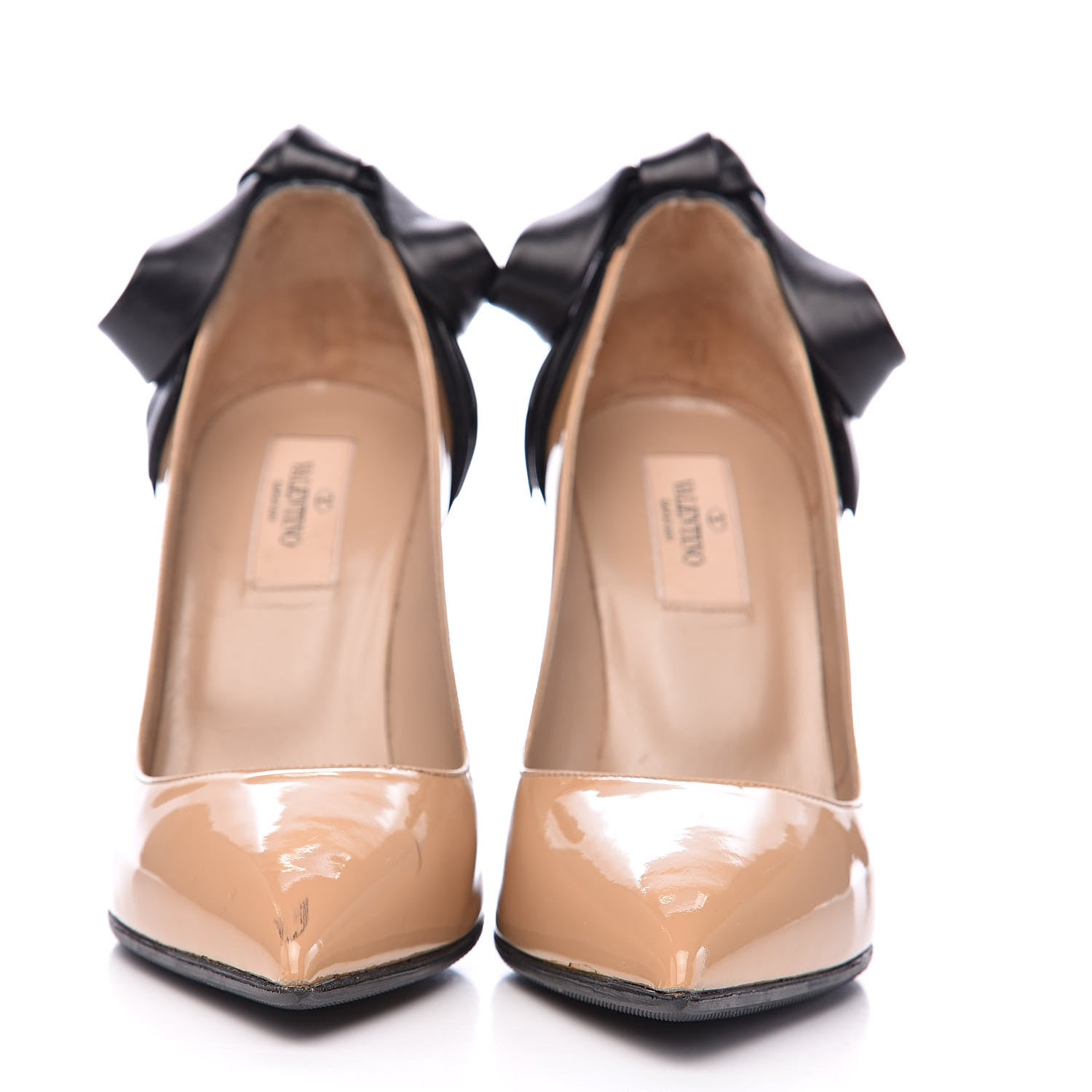 Valentino Garavani Patent Bow Pumps 36 Nude Black 2 of 16