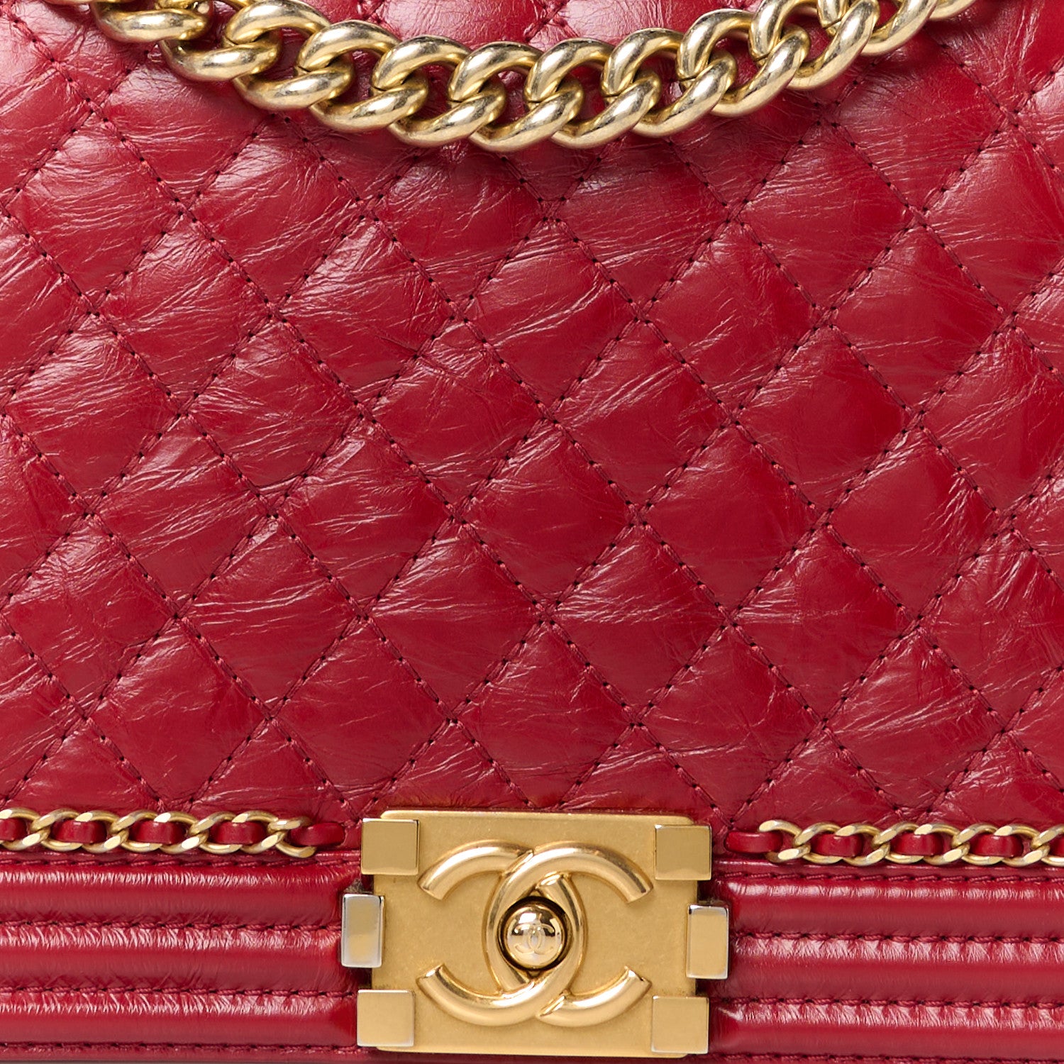 Chanel Aged Calfskin Quilted New Medium Jacket Boy Flap Dark Red 8 of 11