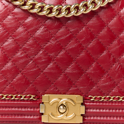 Chanel Aged Calfskin Quilted New Medium Jacket Boy Flap Dark Red 8 of 11