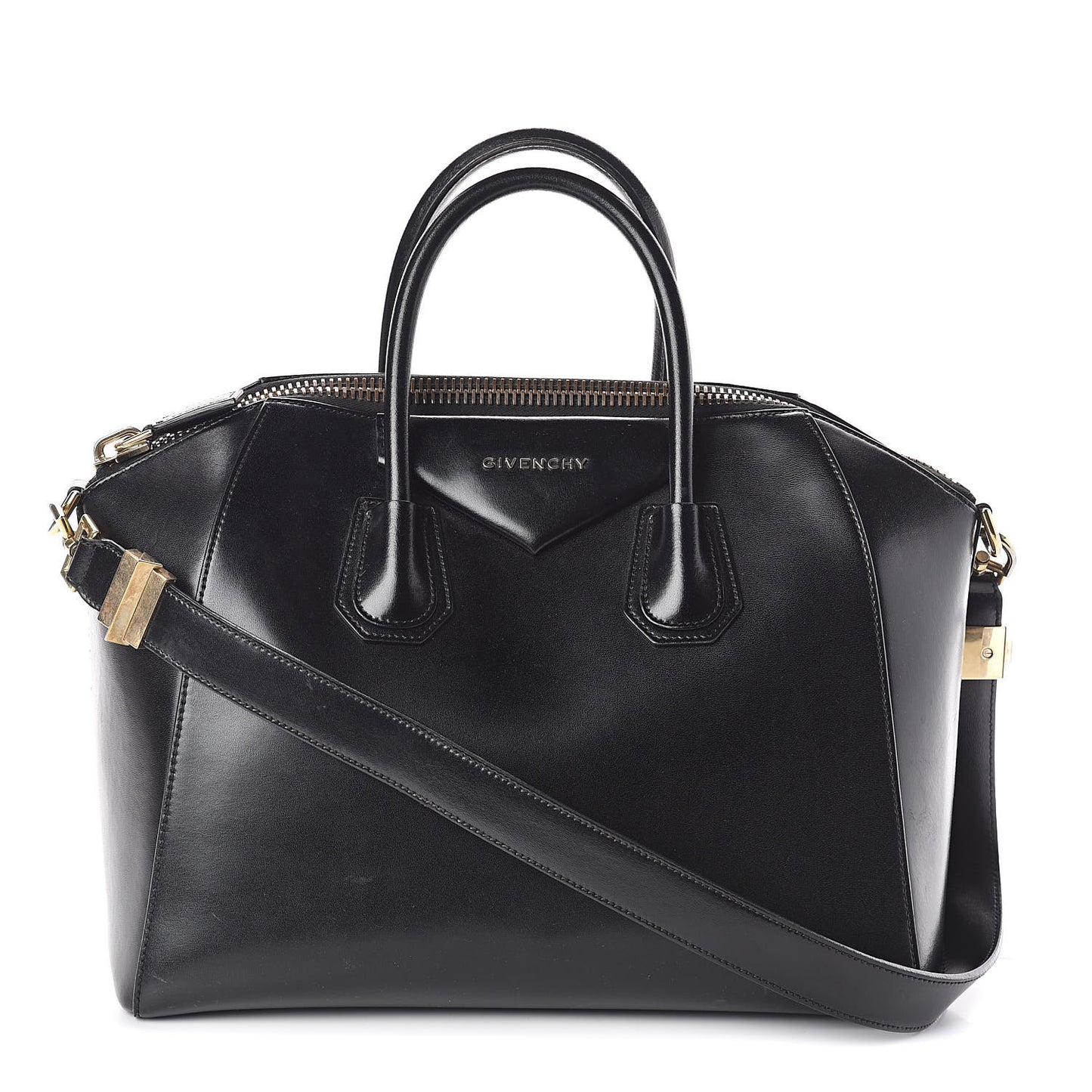 Shiny Lord Calfskin Medium Antigona Black