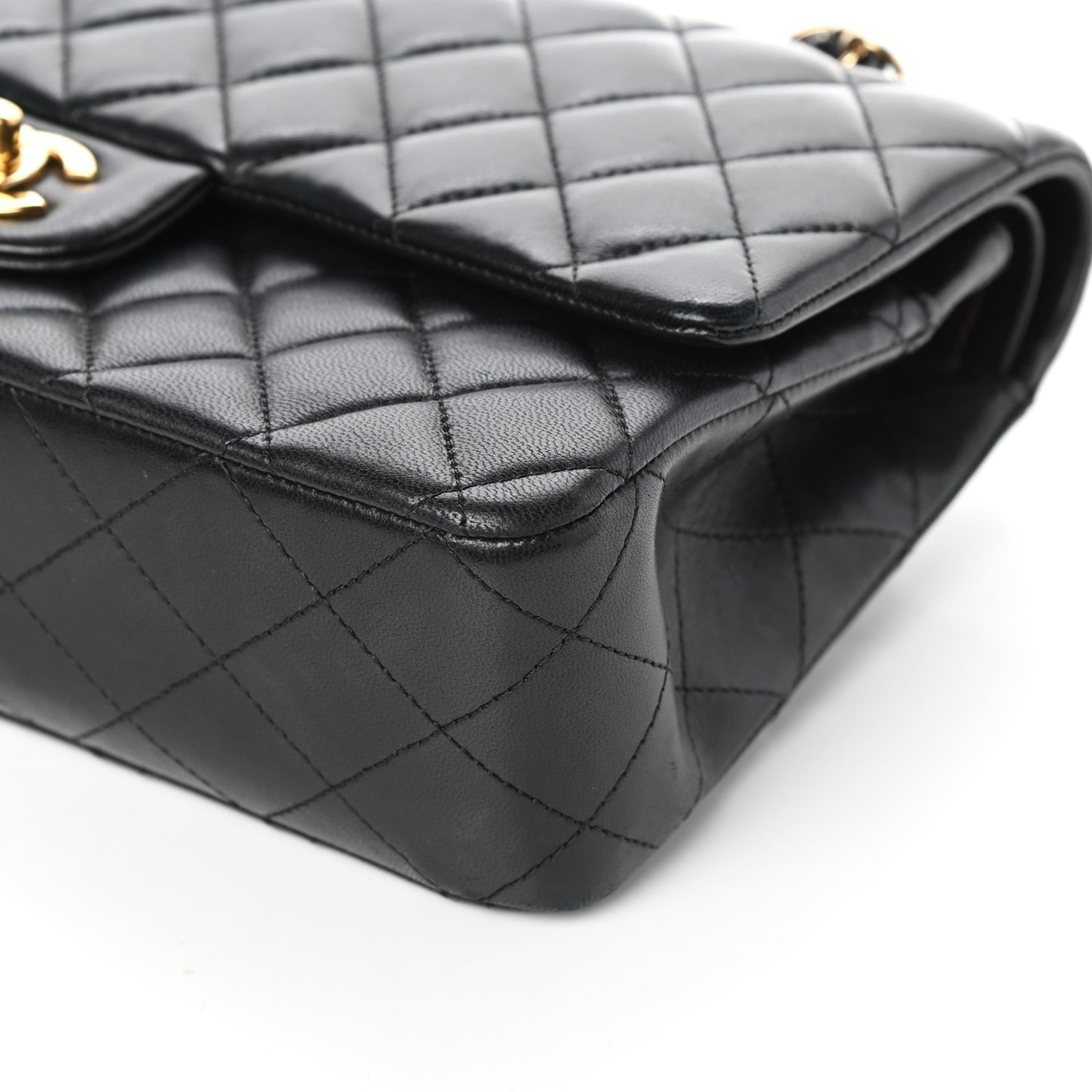 Lambskin Quilted Medium Double Flap Black