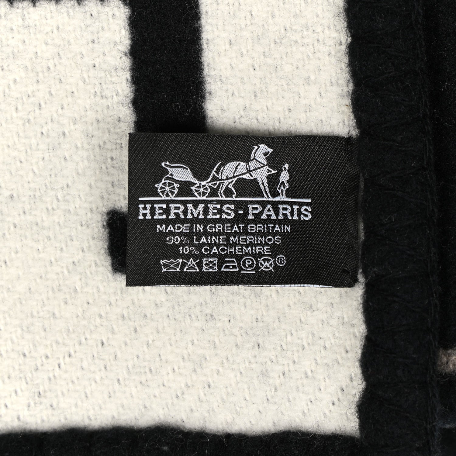 Hermes Wool Cashmere Avalon III Blanket Ecru Black 3 of 3